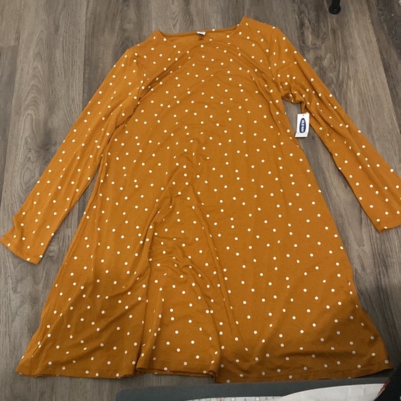 Old Navy Dresses Mustard Yellow Polka Dot Long Sleeve Dress Poshmark